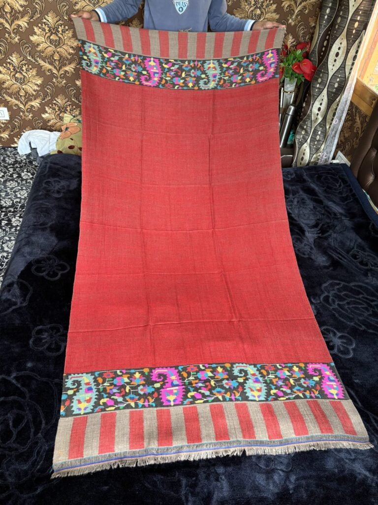 Pure Pashmina Kani Palla Shawl Red