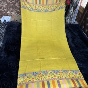 Authentic Kashmiri Pure Pashmina Kani Palla Shawl in Radiant Yellow